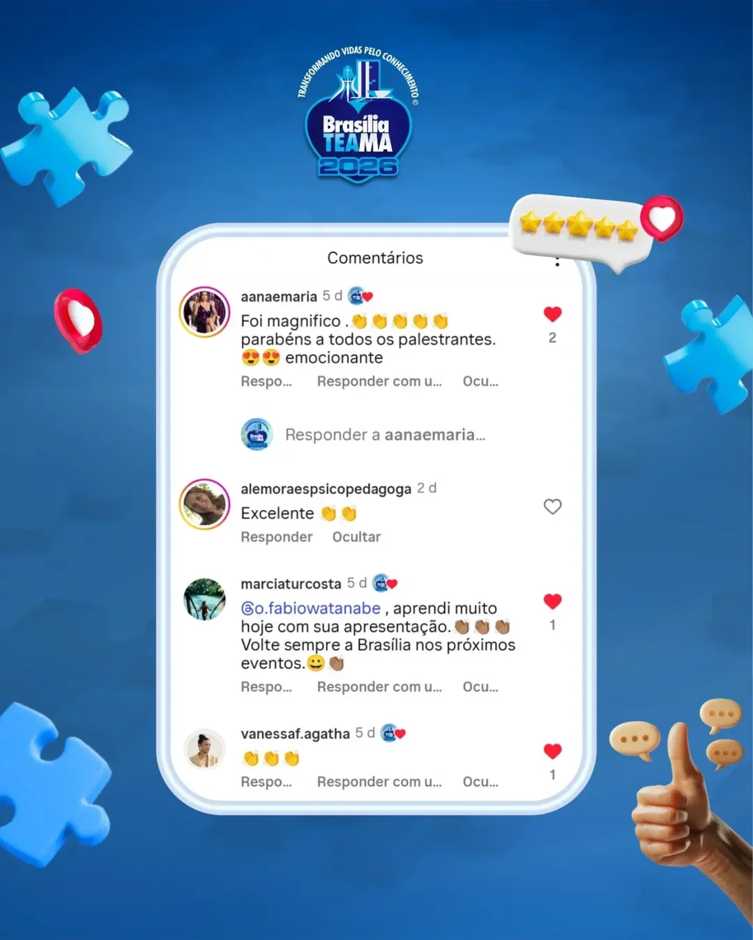 Feedback de participante do Brasília TEAMA 2026